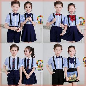 网红款儿童演出服男童女童钢琴考级服装礼服毕业照拍摄衣服蓝白条