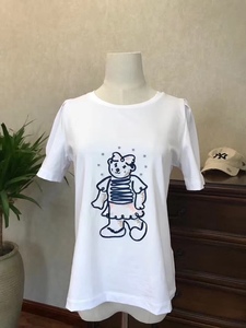 2018夏季新款女装卡通小熊刺绣圆领泡泡袖短袖T恤女TTRA82401A-00