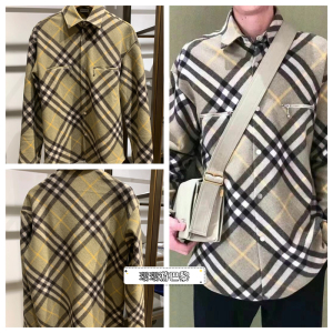 法国正品Burberry/巴宝莉格纹格子羊毛羊绒外套衬衫夹克男女款