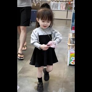 巴拉巴柆韩国童装女童连衣裙春秋款2024洋气宝宝时尚韩版儿童拼接