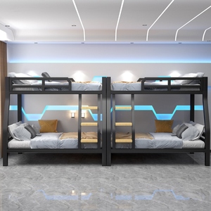 电竞床酒店宾馆上下铺双层铁架高低床学校网吧家用懒人子母床