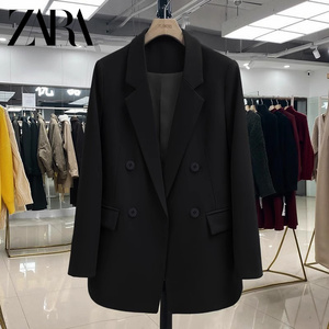 ZARA春秋新款黑色西装外套女冬设计感百搭高级气质显瘦小个子西服