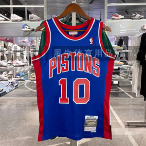 美版 活塞队10号大虫 罗德曼球衣男子球迷版复古背心热压篮球服sw