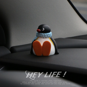 pingu企鹅家族可爱车载礼物中控台装饰车内迷你卡通饰品汽车摆件