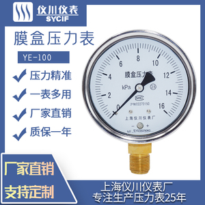 上海仪川仪表厂16KPA膜盒压力表kpa天燃气压天然气ye100燃气燃油