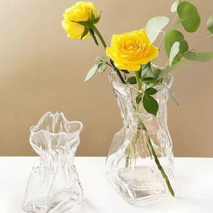 欧式手工花瓶异性大小钱袋摆设客厅风玻璃插画高等软装透明