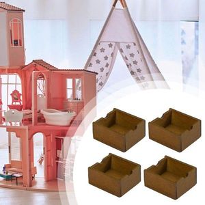 4x 1/12 Dollhouse Basket Wood Pretend Play Toy for Photo