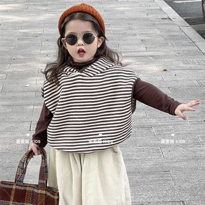 巴­拉巴­拉韩版童装秋冬季新款儿童复古中性条纹连帽坎肩马甲洋气