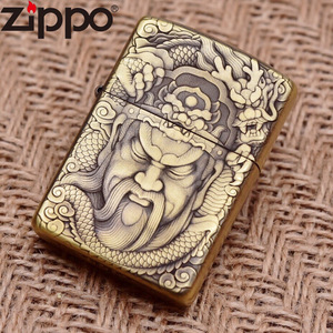 zippo 芝宝 黄铜双面3d浮雕盘龙关公关二爷