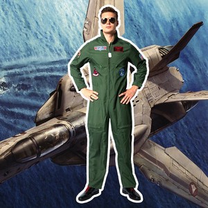 王牌飞行员演出服成人cos美式战斗机机长连体衣绿色空天军道具服