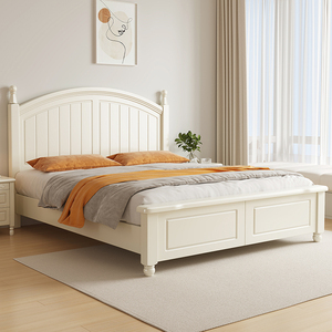 全友家私实木床美式现代简约1.8m双人床白色1.35公主1.2米奶油风