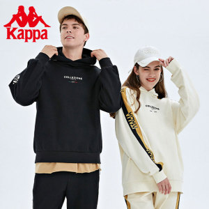 Kappa卡帕经典串标套头帽衫男女运动卫衣薄绒休闲外套新款