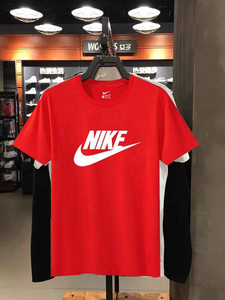 Nike耐克短袖男t恤高考大红色对勾半袖纯棉女上衣服中考学生班服