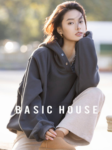Basic House/百家好舒适自在韩版连帽卫衣秋冬不挑身材显瘦上衣女