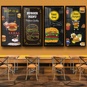 汉堡店装饰画西餐厅创意个性黑板工业风壁画披萨店咖啡厅美食挂画