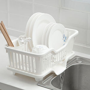 放碗碟架水槽碗筷沥水架晾碗架带盖厨房收纳架盘子置物大号白色|