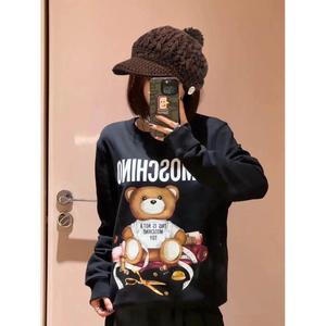 直邮代购moschino/莫斯奇诺连帽卫衣女 纯棉裁缝小熊套头衫男秋冬