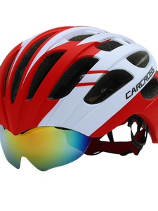 自行车头盔男女带风镜骑行头盔眼镜一体山地公路单车安全帽子装备