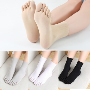 日本无印良品松口薄款天鹅绒五指丝袜吸汗防臭透气分趾纯色脚趾袜