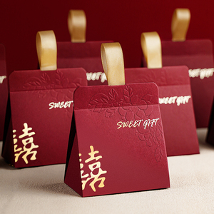 2024新款结婚喜糖盒子中国风手拎糖果盒高级感伴手礼盒空盒包装盒