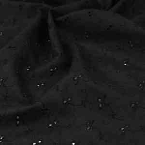 日本进口布小纹工房60支纯棉布料黑色蝴蝶结镂空刺绣夏季服装面料