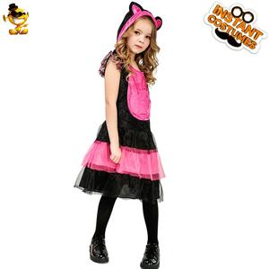 万圣节女童儿童可爱粉色猫咪公主裙舞台表演服装狂欢节Cosplay定
