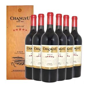 张裕五星赤霞珠精品干红葡萄酒 750ml整箱六瓶礼盒装 年货送礼