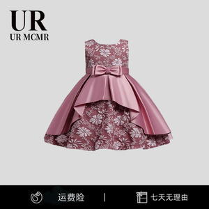 【官方正品】URMCMR女童蓬蓬公主裙夏儿童蝴蝶结绣花裙子表演礼服