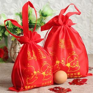 鸡蛋袋子满月喜蛋袋礼品包装回礼喜蛋袋红色带封口手提布袋大小号