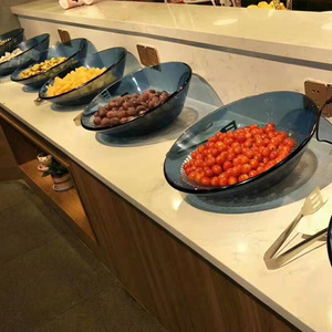 玻璃酒店早餐自助餐厅器皿水果盘展示盘斜口碗沙拉盘商用装饰摆件