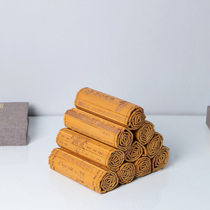 新中式书房书桌仿古竹简书签刻字书卷百家姓三字经卷轴装饰品摆件