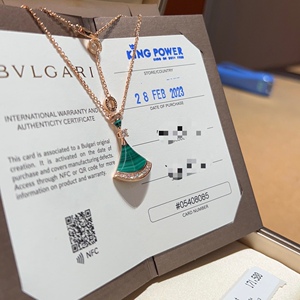 bvlgari宝格丽经典diva系列孔雀石绿裙子项链满钻18k金正品送中检