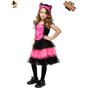 万圣节女童儿童可爱粉色猫咪公主裙舞台表演服装狂欢节Cosplay定