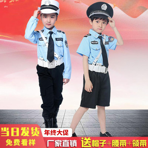 新款儿童小警察演出服套装男孩交警黑猫警长服装幼儿园儿童警察服