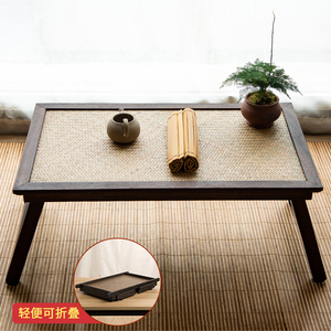 实木竹编阳台榻榻米小桌子可折叠茶几日式茶桌茶台炕桌矮桌飘窗桌