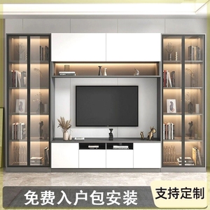 电视柜一体组合轻奢背景墙柜整体客厅现代简约满墙储物收纳柜定制