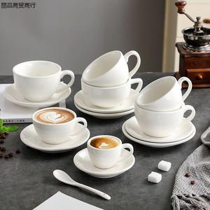 美式杯子酒店通用款欧式咖啡杯白色陶瓷简约家用咖啡带碟勺子