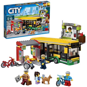 城市系列公交车站台60154双层大巴士公车拼装儿童益智力模型玩具