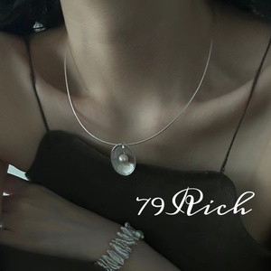 79Rich 独特设计风贝壳造型 吊坠天然淡水珍珠项圈女项链925纯银