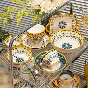 北欧碗2023新款碗盘碗碟套装家用日式陶瓷餐具碗筷碗具盘子碗礼盒