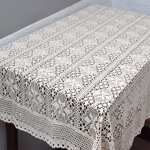 包邮外贸原单纯棉线米白色机织田园长方形桌布台布防尘罩盖巾盖布