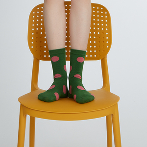 波点撞色星期袜｜TRWKTRWK中欧复古摩登法式少女中筒棉袜堆堆袜