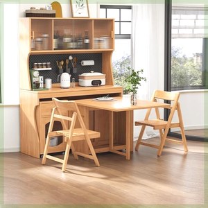 全实木餐边柜餐桌一体高贵小户型收纳柜吧台储物靠墙餐带餐桌简易