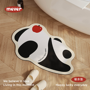 熊猫可爱浴室地垫硅藻泥吸水速干厕所卫生间洗手间门口防滑脚垫子