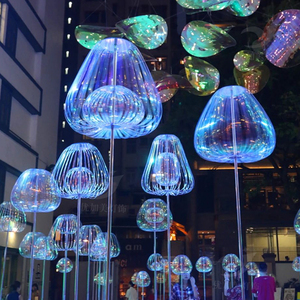 城市互动艺术旋转七彩水母造型景观灯户外广场景区公园装饰发光灯