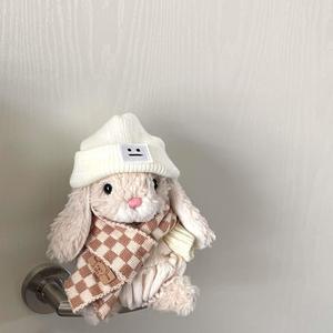 兔衣服/玩偶换装可爱帽子格子围巾套装巴塞罗熊衣