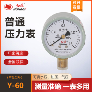 红旗仪表Y-60压力表真空表空压机储气罐专用表地暖消防气压水压表