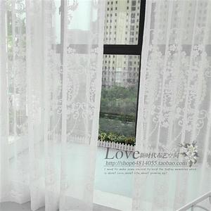 韩式欧式刺绣简约纯色白色亚麻窗纱高档绣花窗帘纱帘成品阳台客厅
