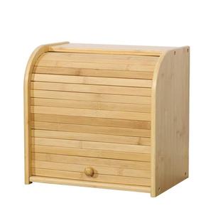 亚马逊竹木面包盒整理箱厨房多用途家用大容量储物面包点心储藏箱