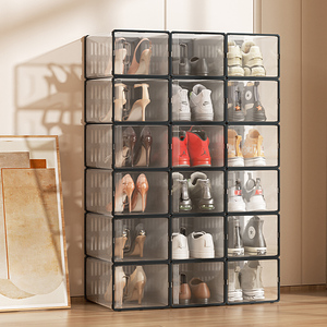 IKEA宜家加厚鞋盒收纳盒透明折叠存放靴子塑料球鞋架鞋柜抽屉式省
